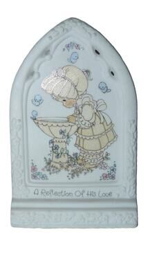 Vtg Precious Moments Ceramic Figurine "A Reflection Of His Love"  Floral Bird